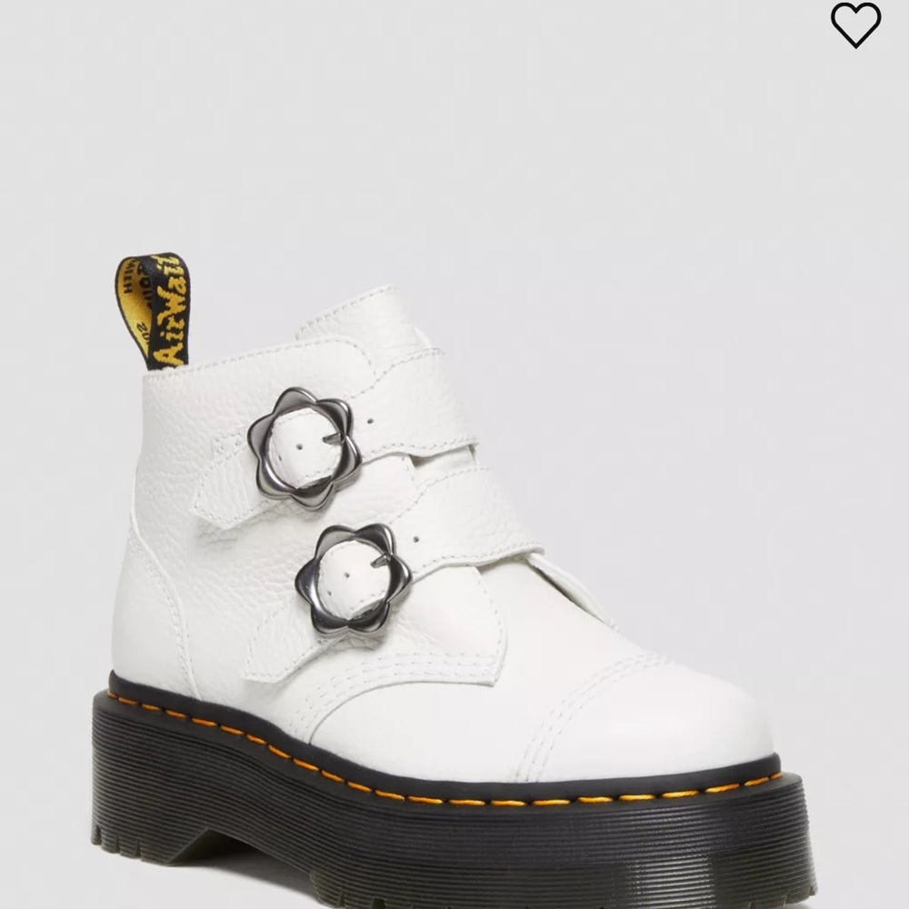Dr. Martens White Leather Buckle Boots